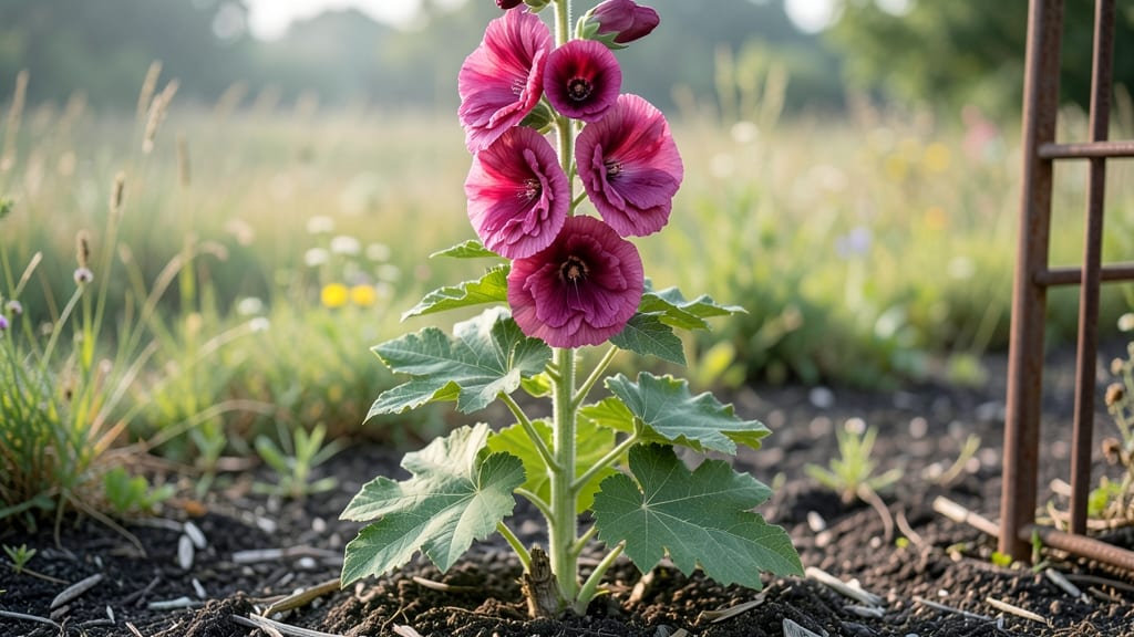 Double Flowered Hollyhock Growing Guide: Bold Vertical Drama in Your Garden Beds